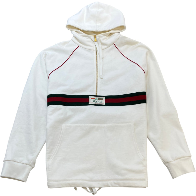 Men's Half Zip Web Hoodie Cream Size L