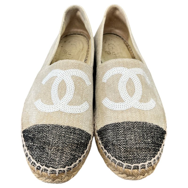 Women's CC Sequin Espadrilles Beige Size UK 6 / EU 39