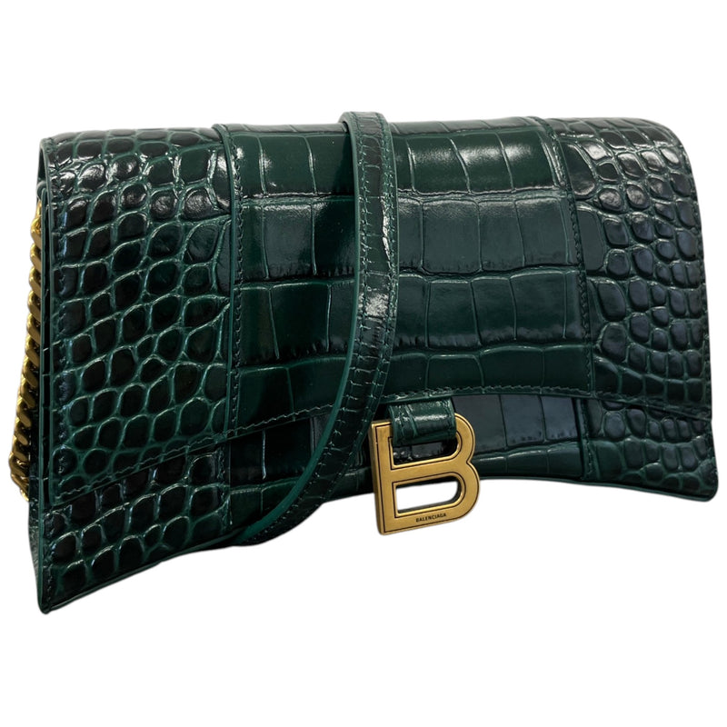 Women's Embossed Hourglass Wallet On Chain Crossbody Bag Green