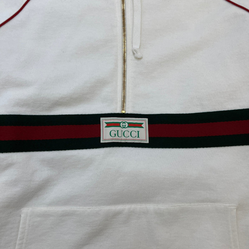 Men's Half Zip Web Hoodie Cream Size L