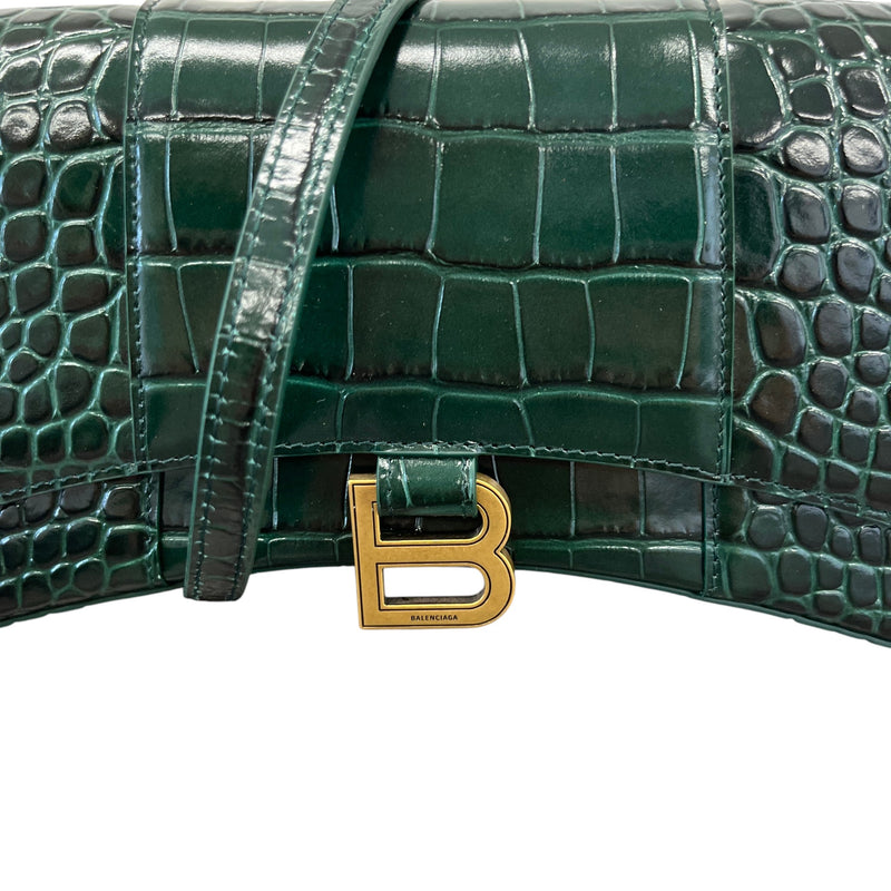 Women's Embossed Hourglass Wallet On Chain Crossbody Bag Green