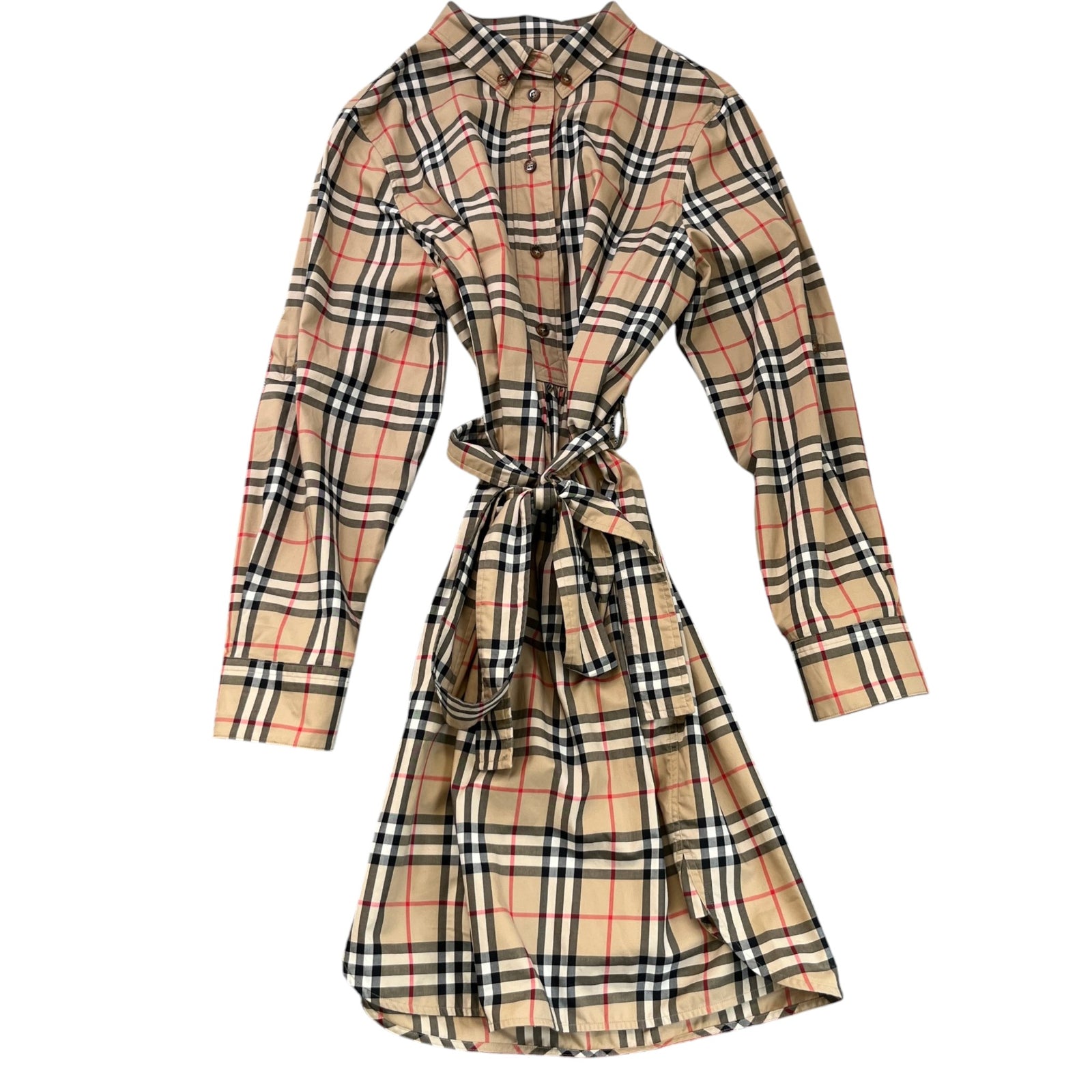 Women's Vintage Check Dress Top Beige Size L - Photo 1
