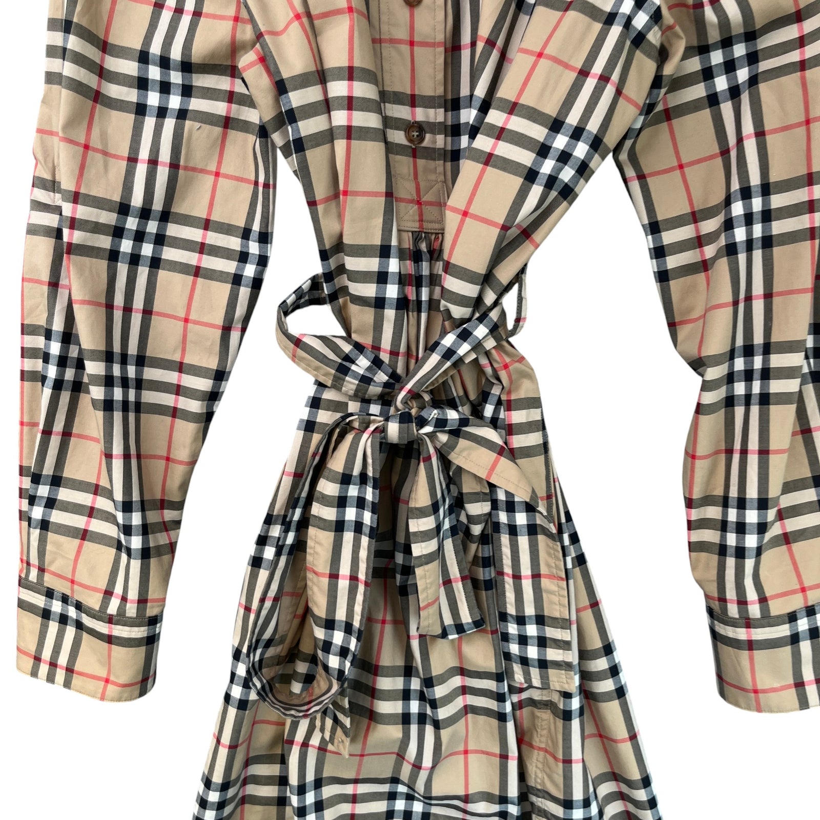 Women's Vintage Check Dress Top Beige Size L - Photo 5