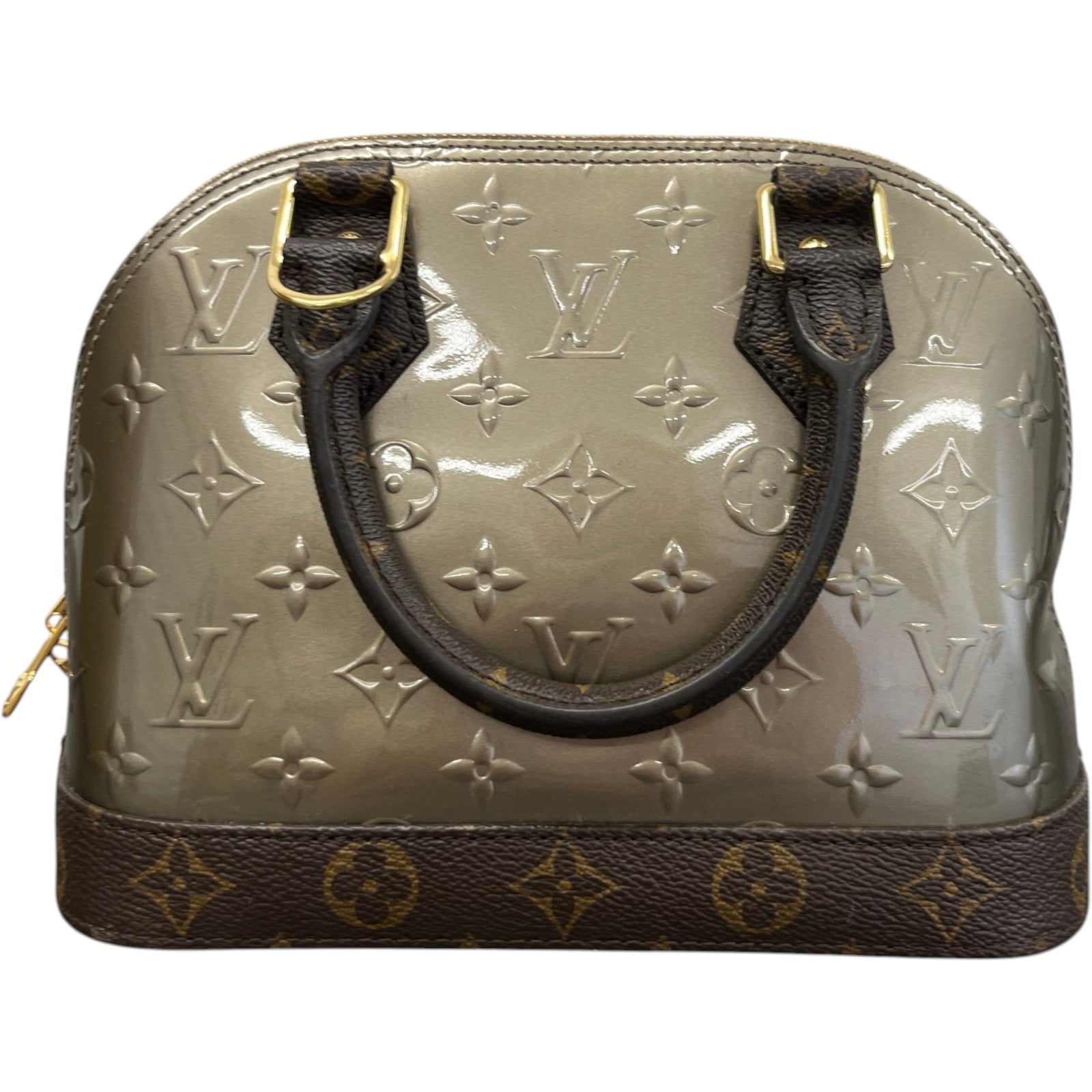 Women's Monogram Vernis Alma Bb Metallise Handbag Brown - Photo 3