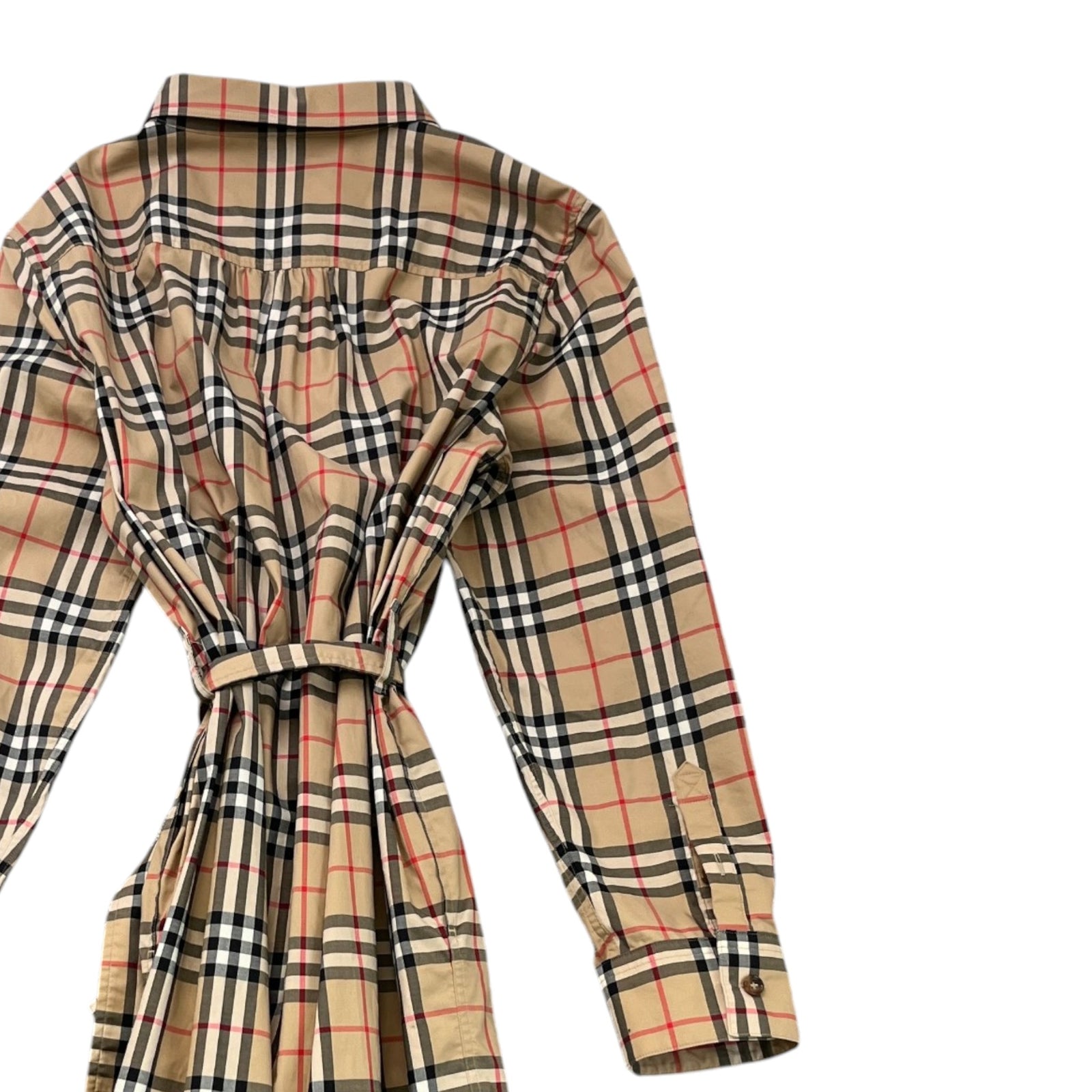 Women's Vintage Check Dress Top Beige Size L - Photo 4