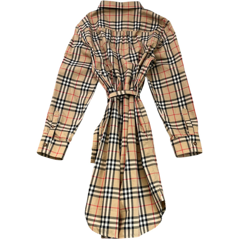 Women's Vintage Check Dress Top Beige Size L