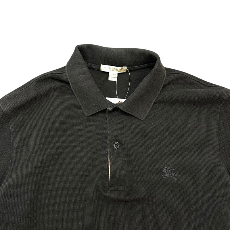 Men's Embroidered Logo Polo Shirt Black Size M