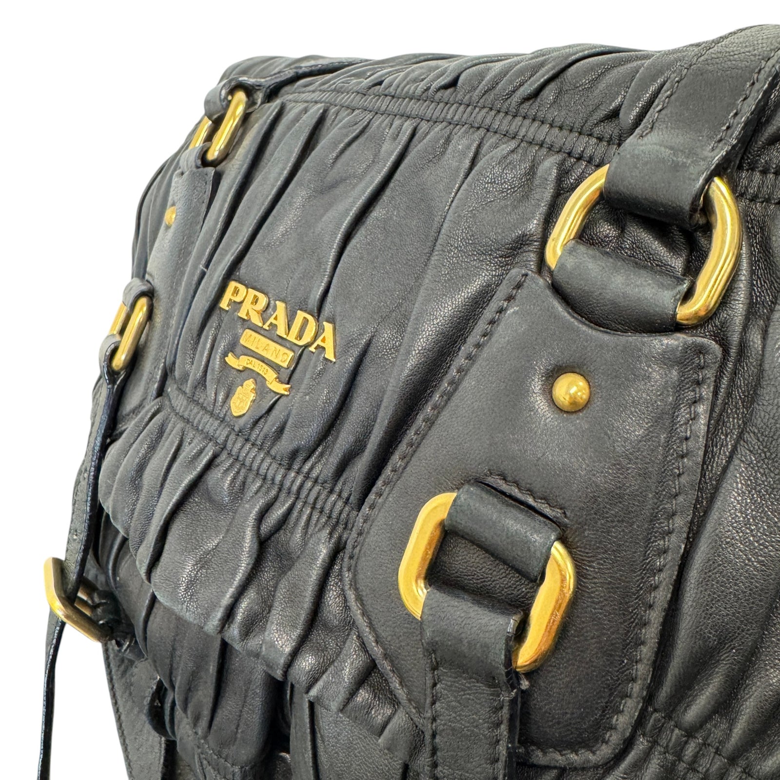 Women's Nappa Gaufre Messenger Bag Black - Photo 8