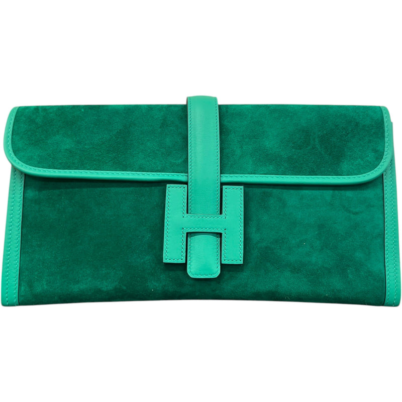 Women's Jige 29 Vert Vertigo Suede Swift Leather Clutch Green