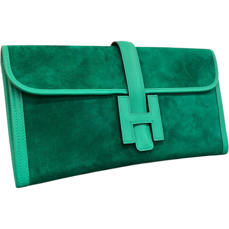 Women's Jige 29 Vert Vertigo Suede Swift Leather Clutch Green