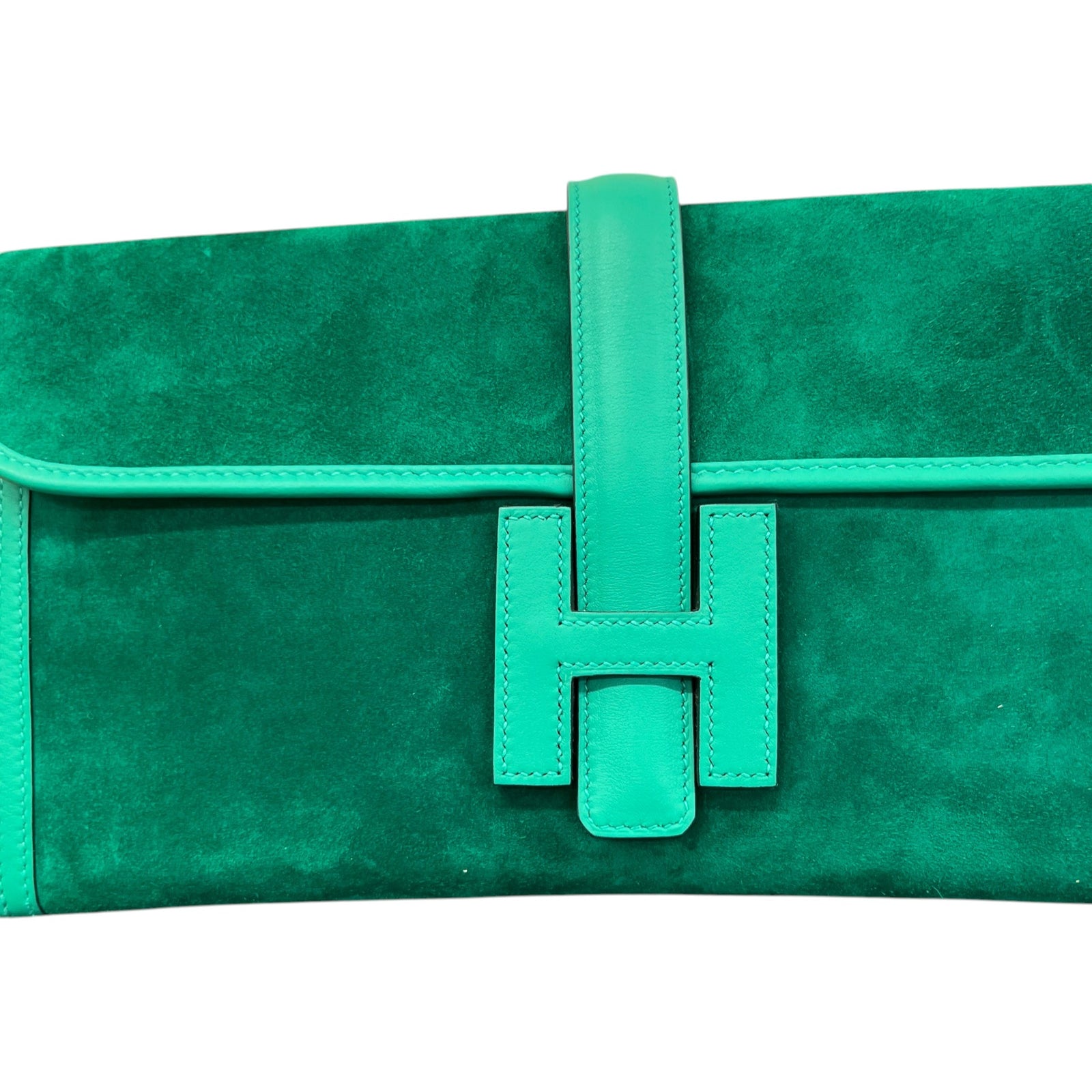 Women's Jige 29 Vert Vertigo Suede Swift Leather Clutch Green - Photo 9