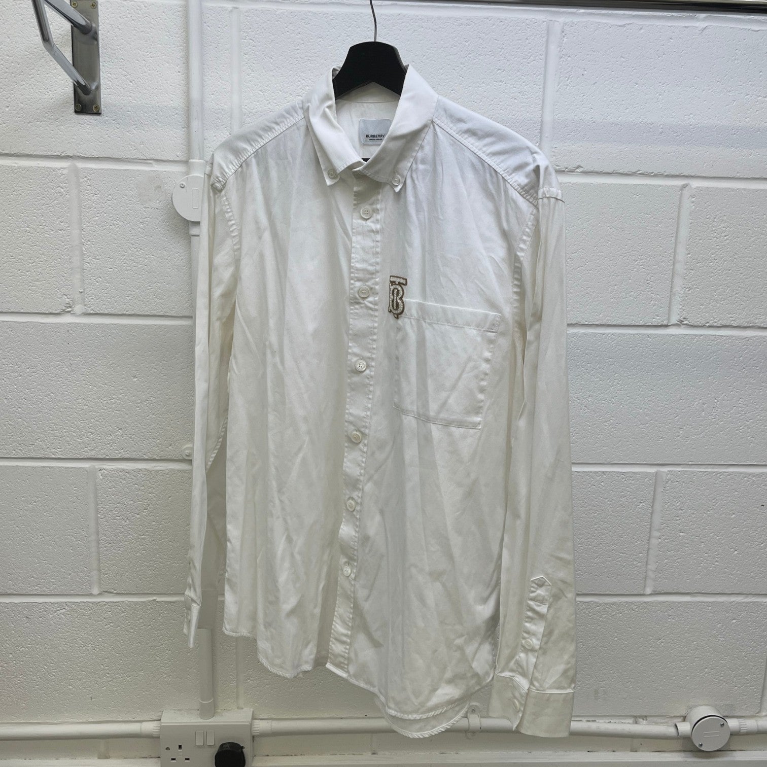 Men's Monogram Motif Long Sleeve Shirt White Size M - Photo 9