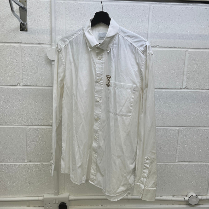 Men's Monogram Motif Long Sleeve Shirt White Size M