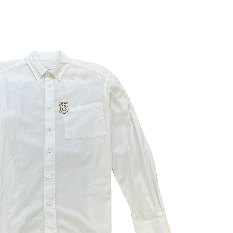 Men's Monogram Motif Long Sleeve Shirt White Size M