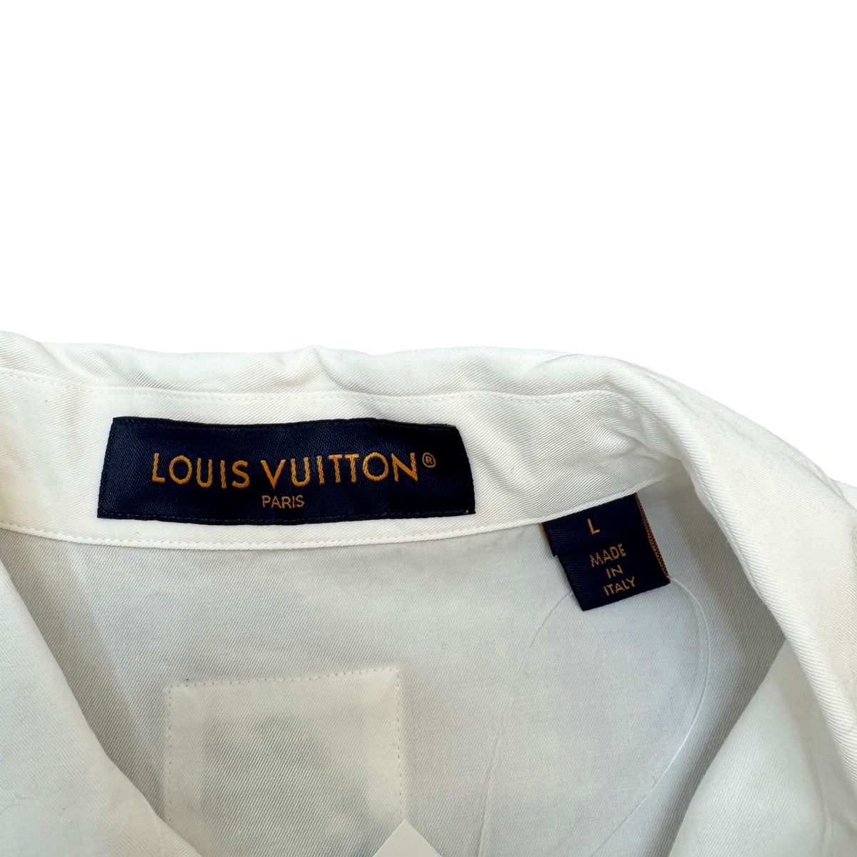 Men's Embroidered Floral Logo Short Sleeve Shirt White Size L - Photo 5