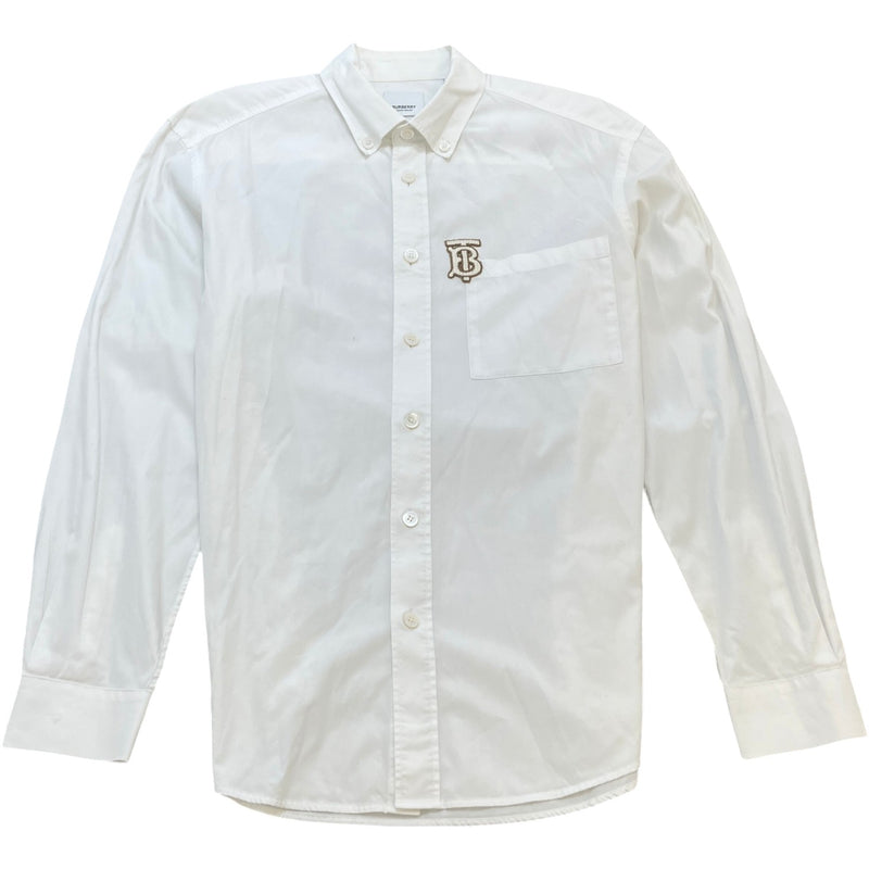 Men's Monogram Motif Long Sleeve Shirt White Size M