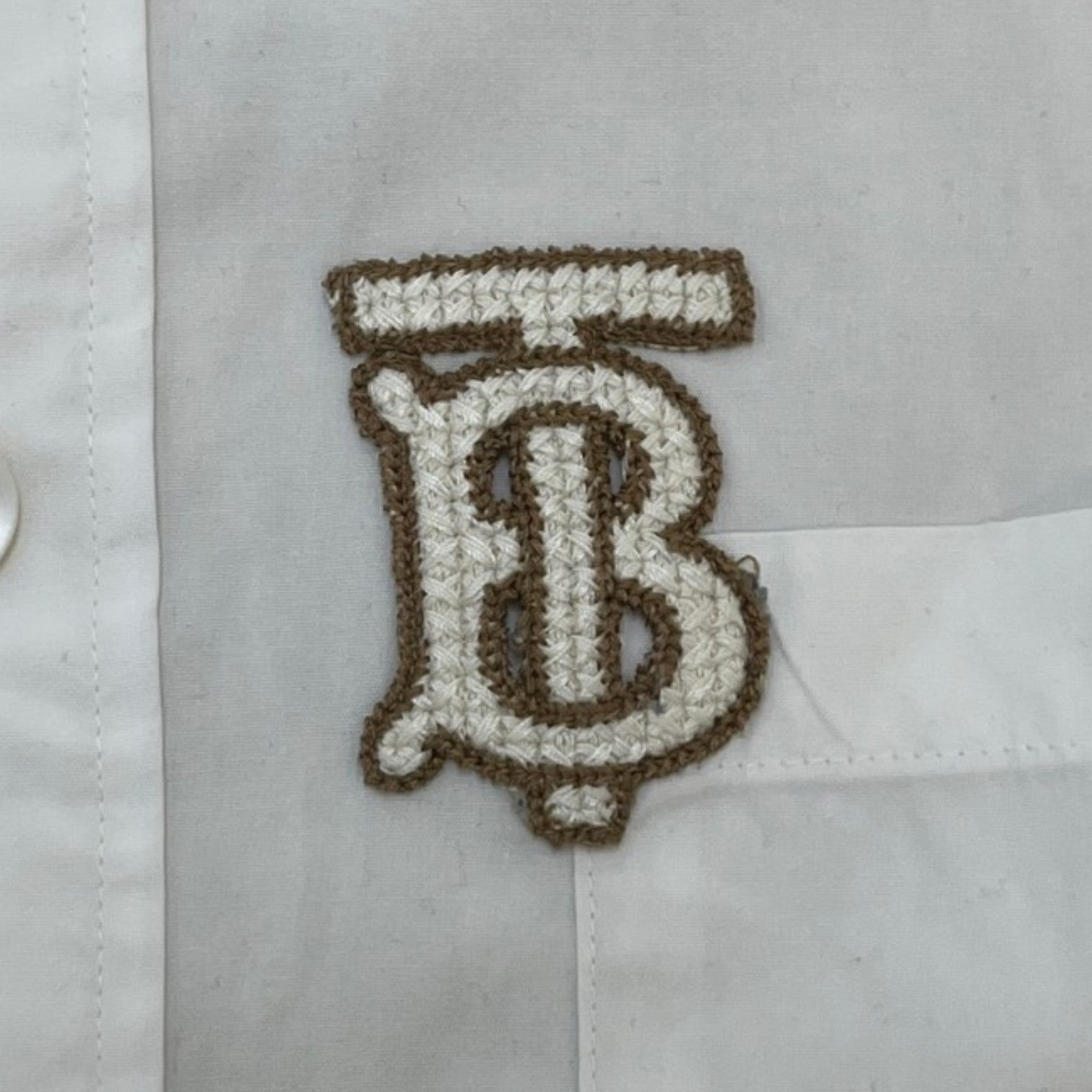 Men's Monogram Motif Long Sleeve Shirt White Size M - Photo 7