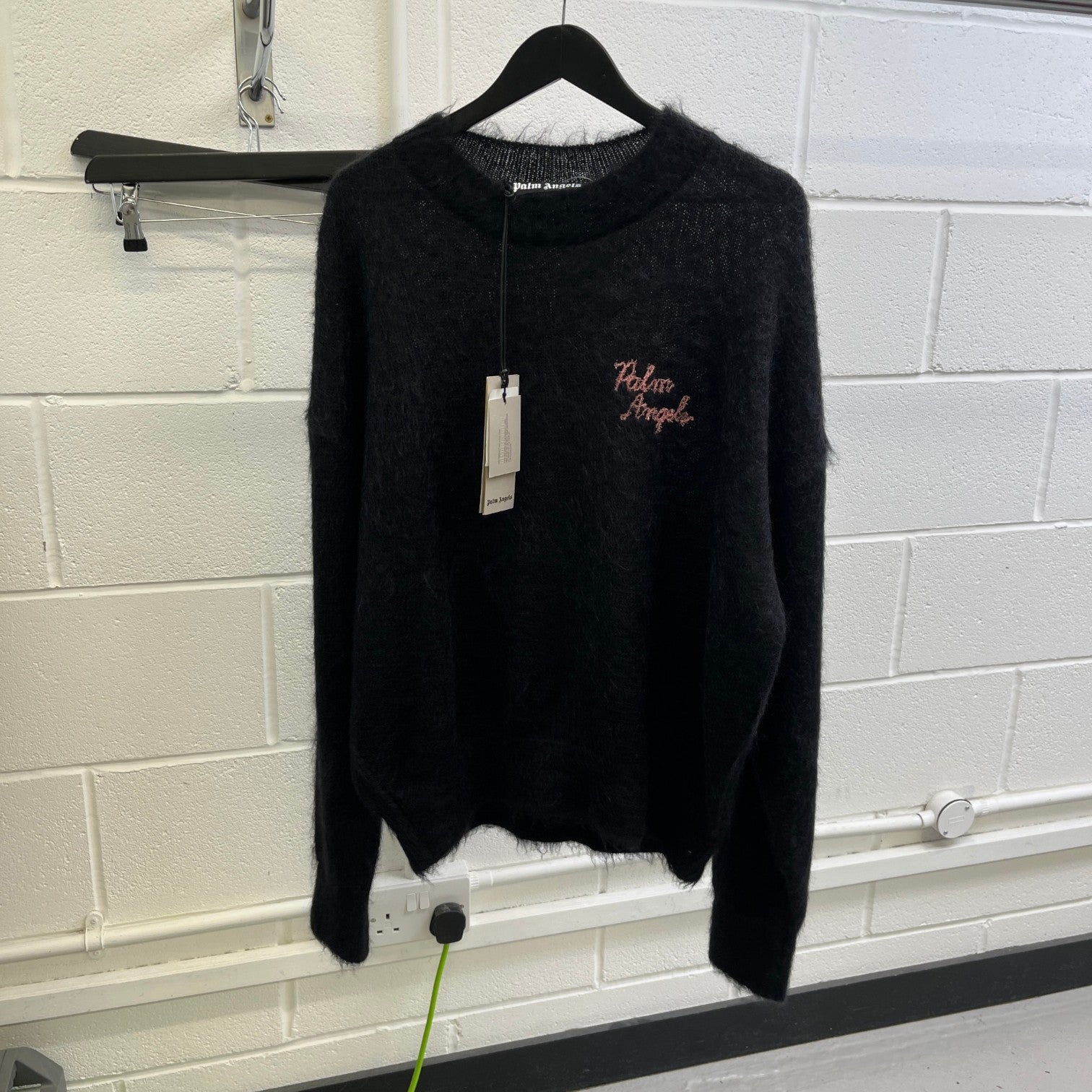 Men's Sprayed Palm Intarsia Sweatshirt Black Size L - Photo 8