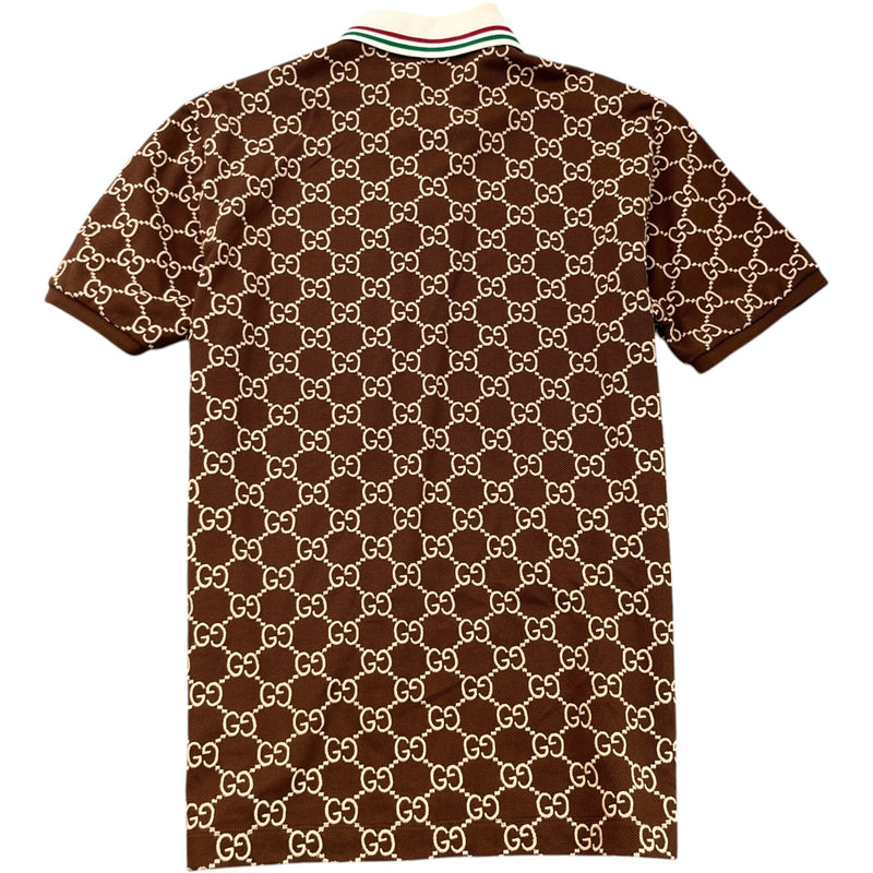 Men's Gg Supreme Web Polo Shirt Brown Size M