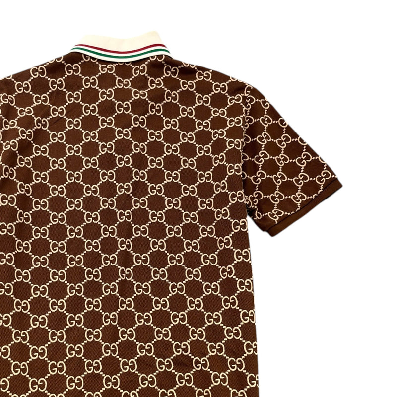 Men's Gg Supreme Web Polo Shirt Brown Size M
