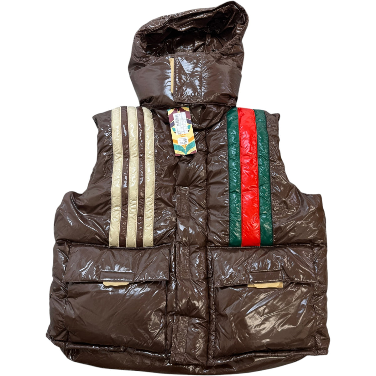 Men's X Adidas Web Stripe Gilet Brown Size M - Photo 1