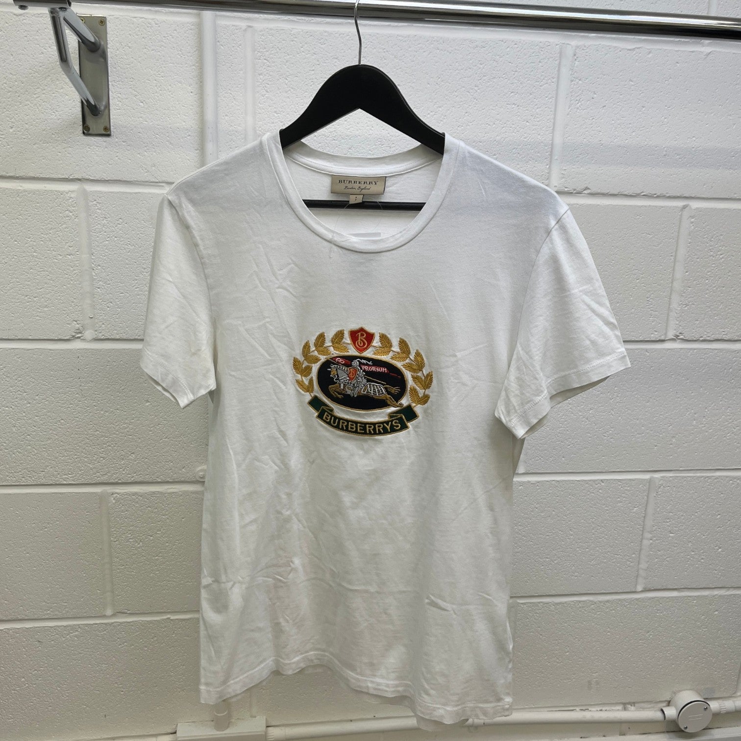 Men's Embroidered Logo T-Shirt White Size S - Photo 9