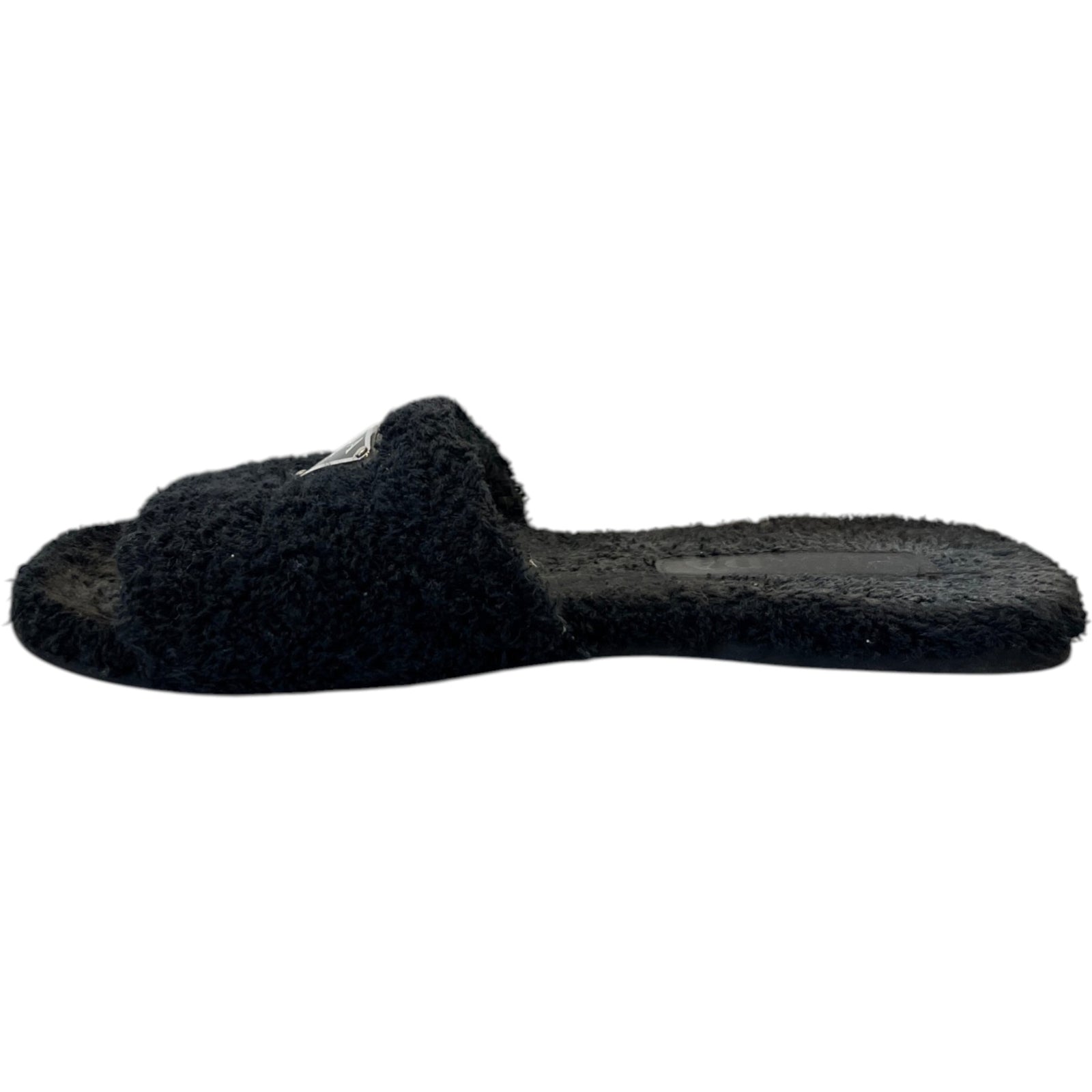 Women's Shearling Plaque Logo Slides Black Size EU 37 / UK 4 - Photo 2