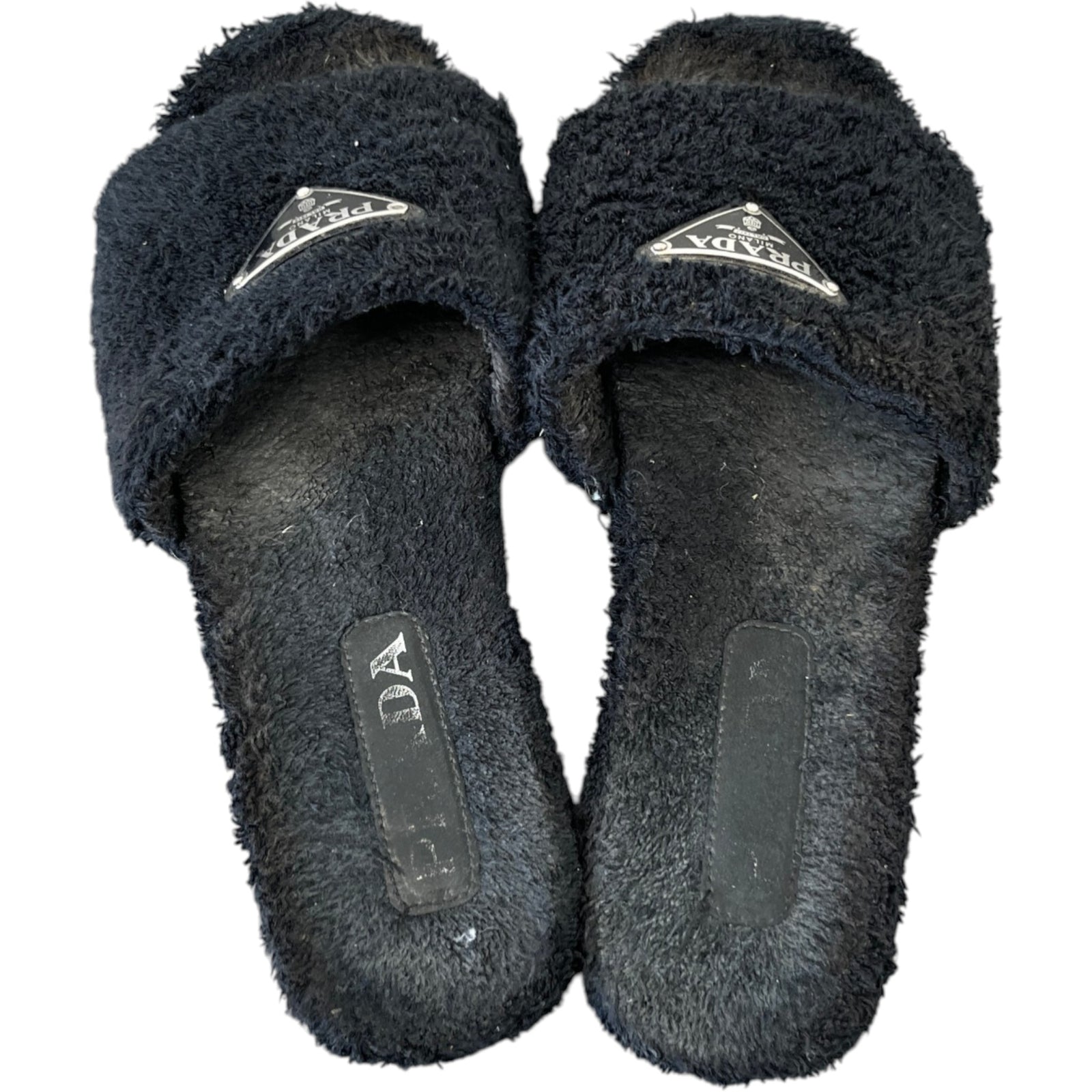 Women's Shearling Plaque Logo Slides Black Size EU 37 / UK 4 - Photo 7