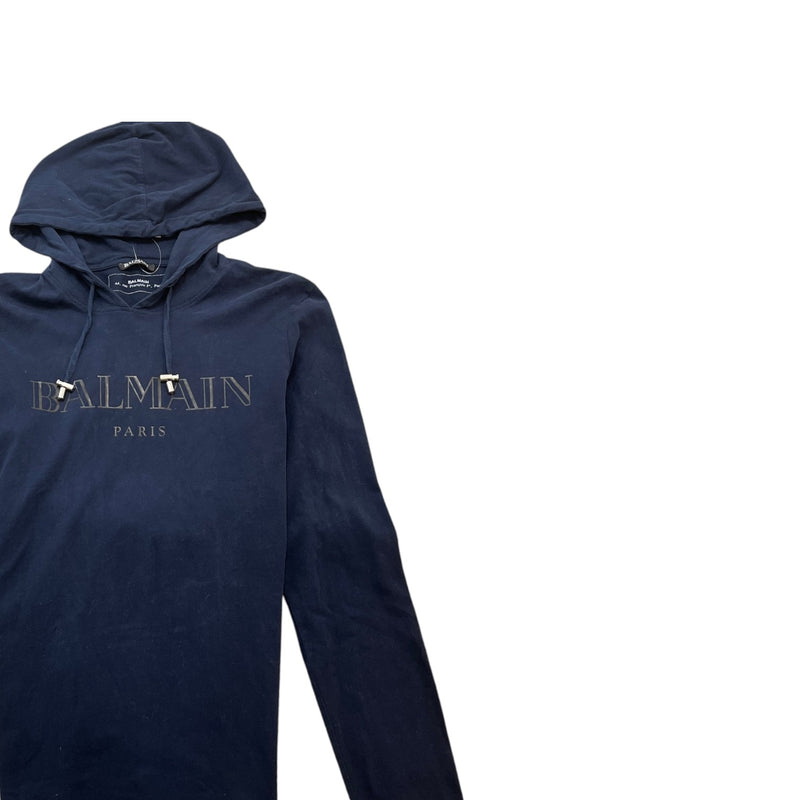 Men's Logo Print T-Shirt Hoodie Navy Size M
