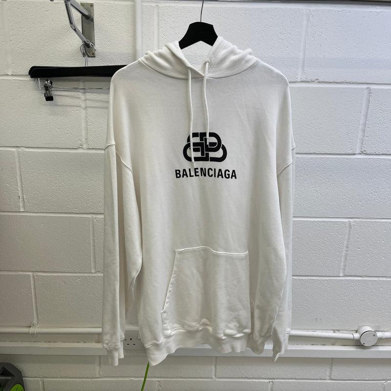 Men's Logo Print Hoodie White Size XS