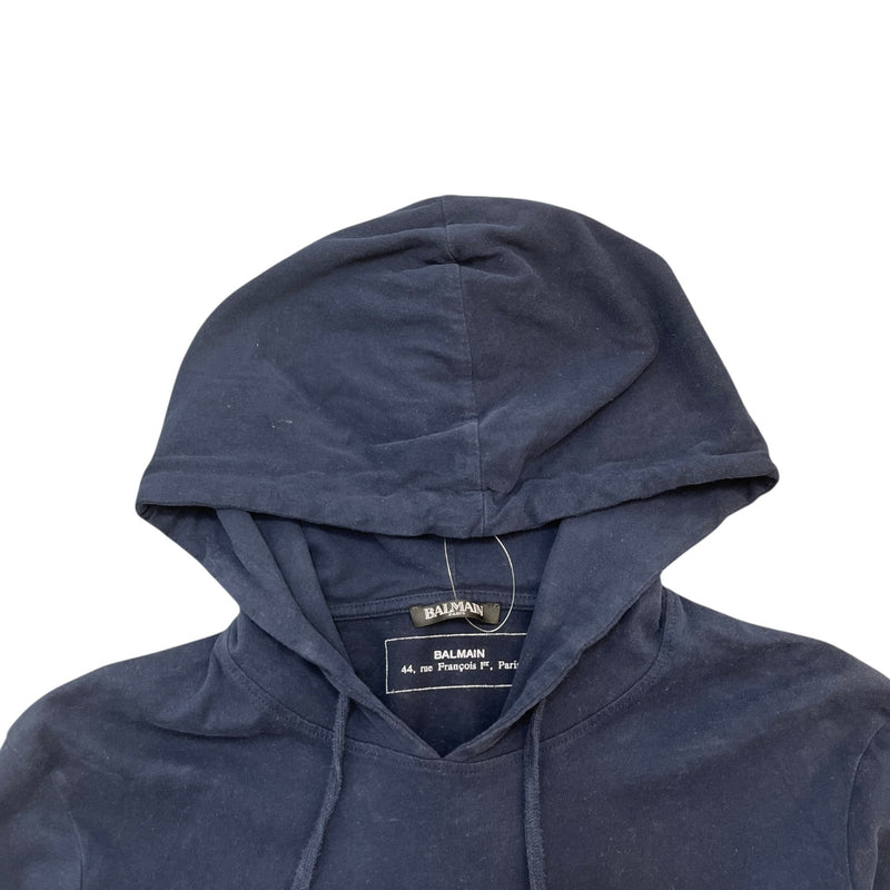 Men's Logo Print T-Shirt Hoodie Navy Size M