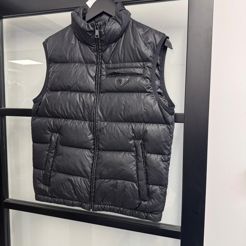 Men's Plaque Logo Gilet Black Size S