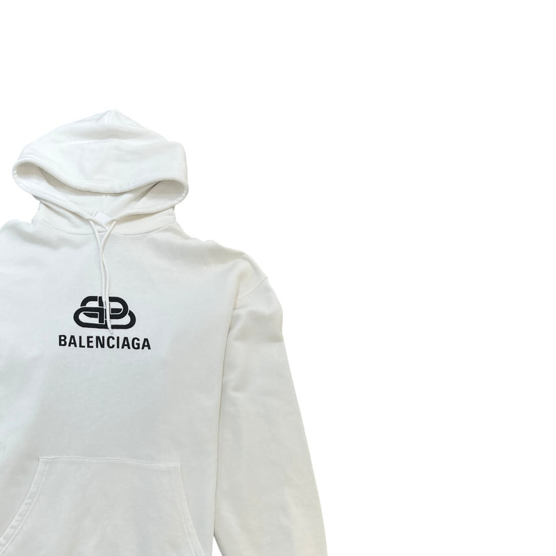 Men's Logo Print Hoodie White Size XS