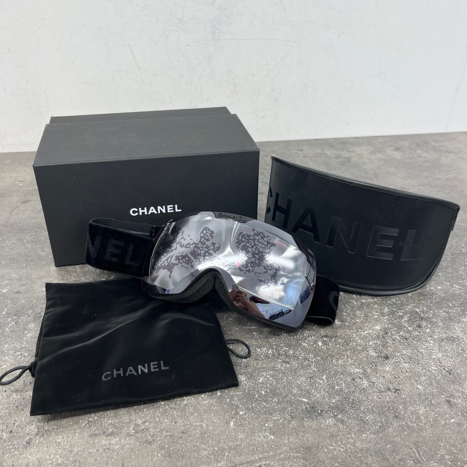 Women's Chanel Shield A71733 Ski Goggles Sunglasses Black - Photo 9