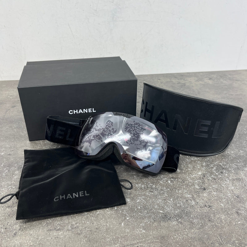Women's Chanel Shield A71733 Ski Goggles Sunglasses Black