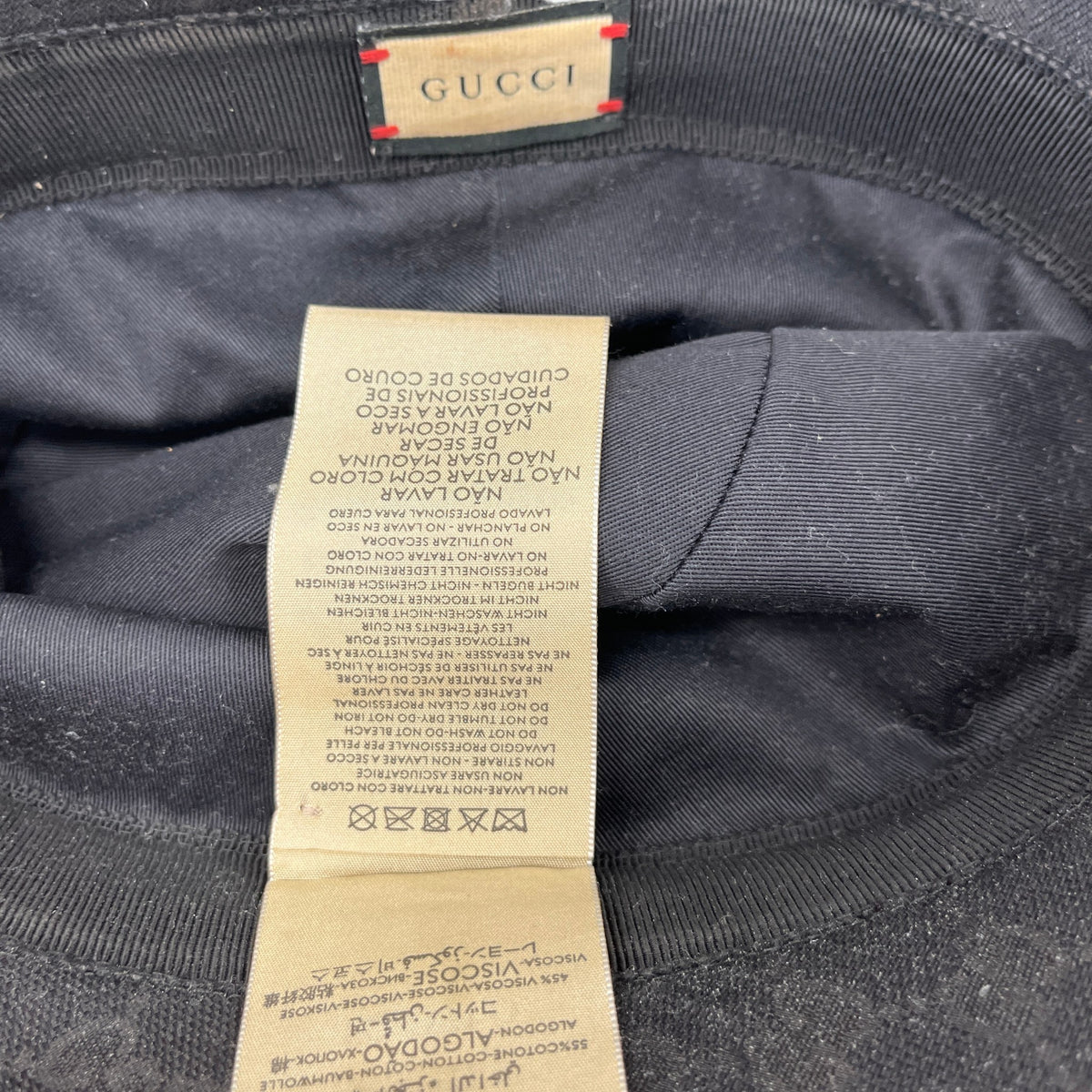 Men's GG Supreme Bucket Hat Black Size S - Photo 9