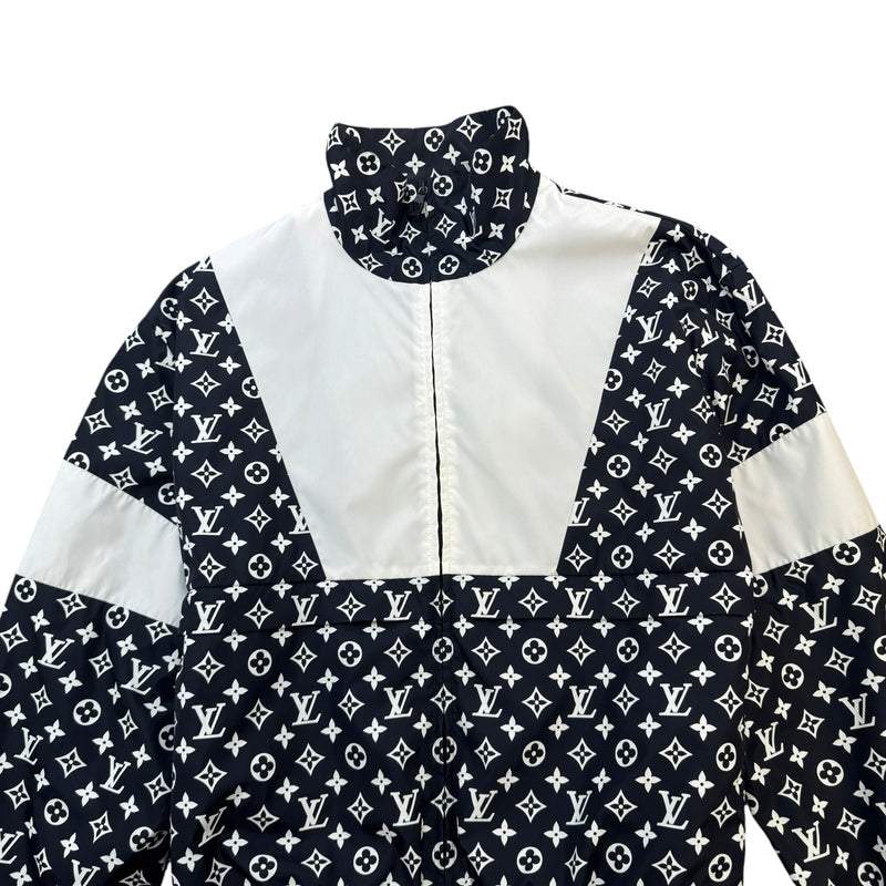 Men's Monogram Embroidered Logo Nylon Jacket Black Size XL