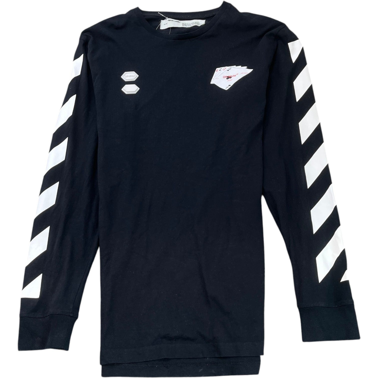 Men's Diag Hand Card Long Sleeve T-Shirt Black Size L - Photo 1