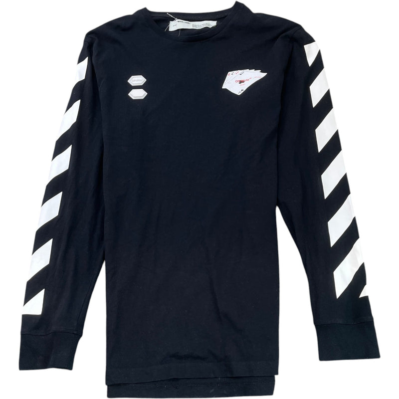 Men's Diag Hand Card Long Sleeve T-Shirt Black Size L