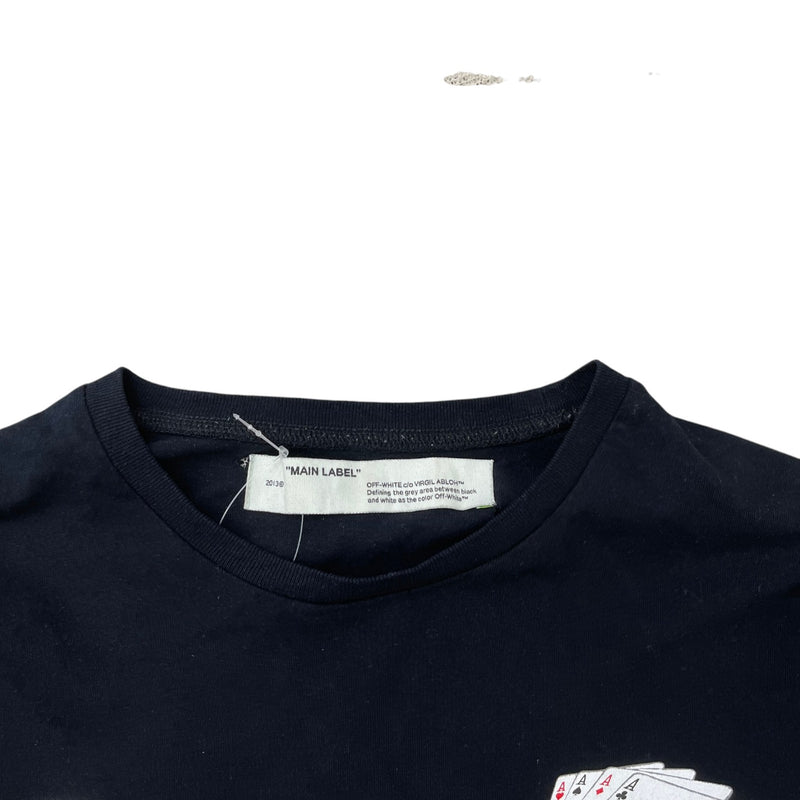 Men's Diag Hand Card Long Sleeve T-Shirt Black Size L