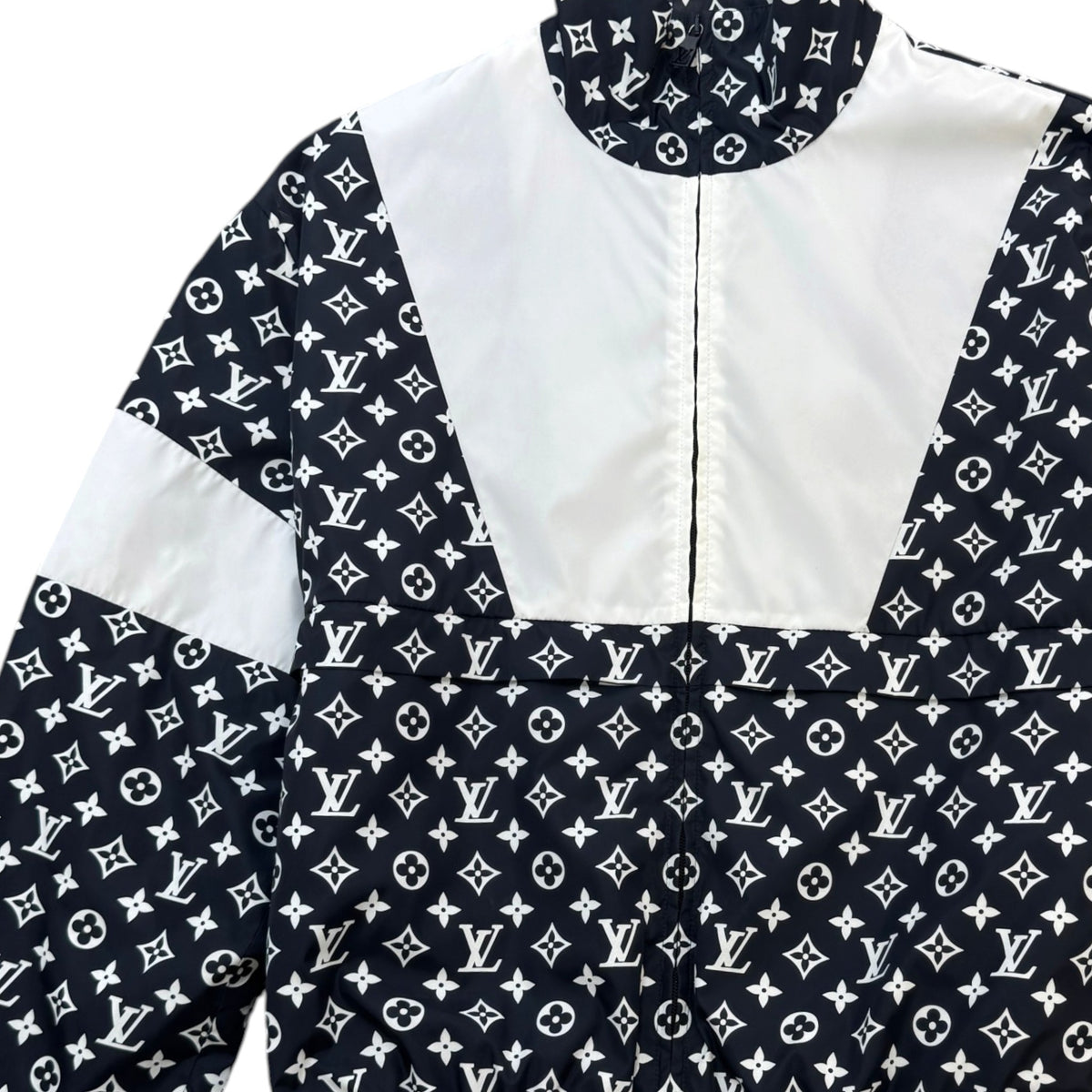 Men's Monogram Embroidered Logo Nylon Jacket Black Size XL - Photo 5