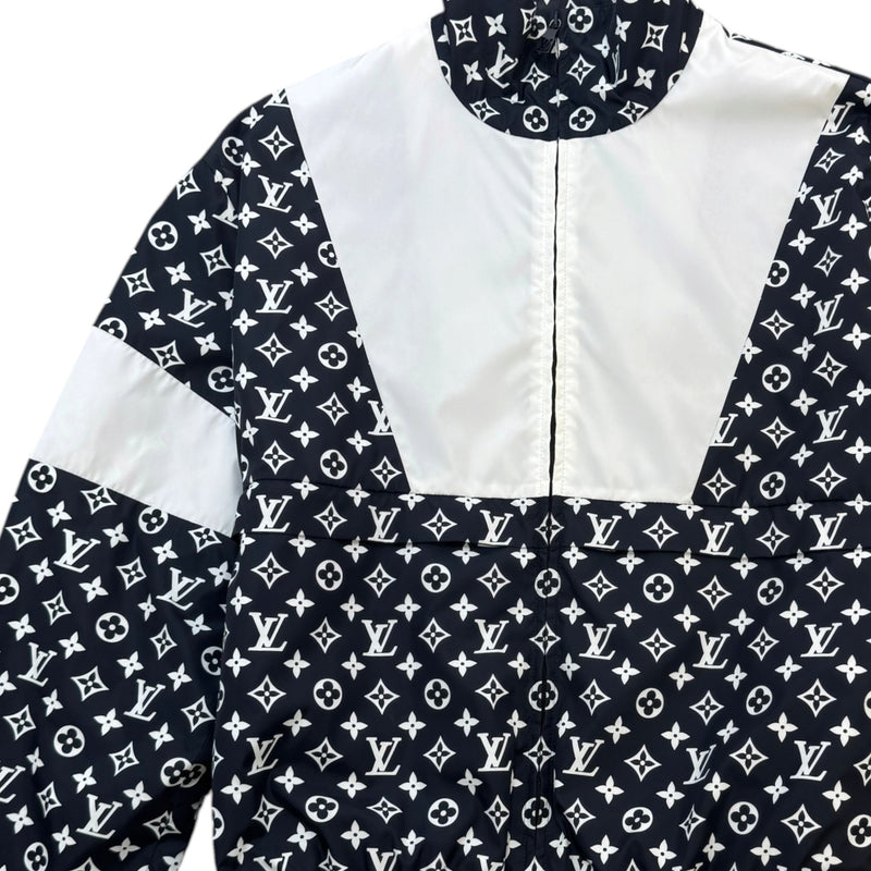 Men's Monogram Embroidered Logo Nylon Jacket Black Size XL
