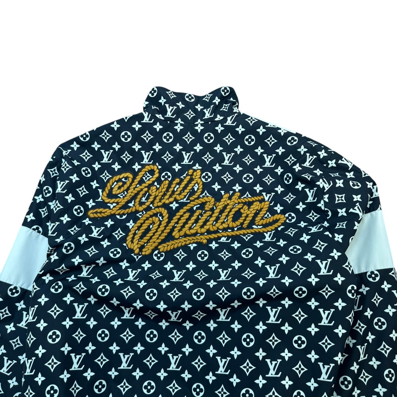 Men's Monogram Embroidered Logo Nylon Jacket Black Size XL