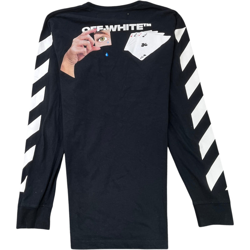 Men's Diag Hand Card Long Sleeve T-Shirt Black Size L