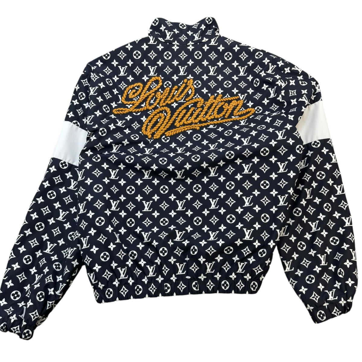 Men's Monogram Embroidered Logo Nylon Jacket Black Size XL - Photo 2