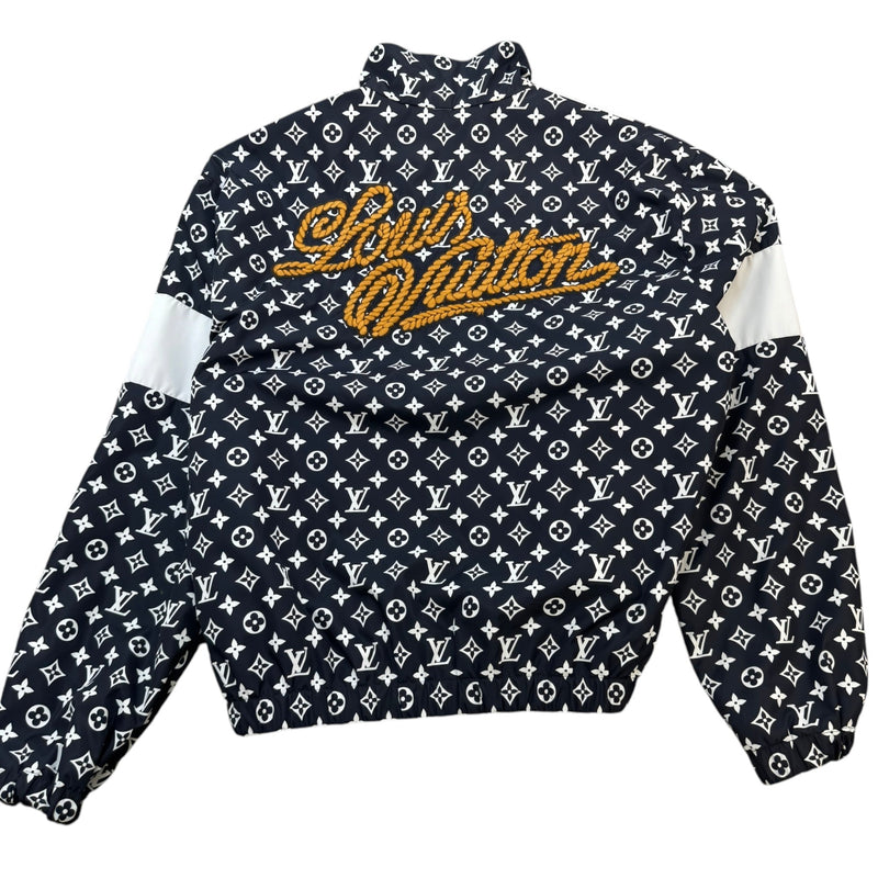 Men's Monogram Embroidered Logo Nylon Jacket Black Size XL