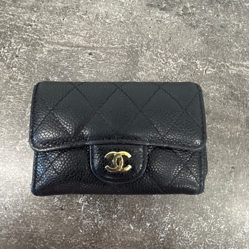 Women's CC Caviar Classic Flap Card Holder Black