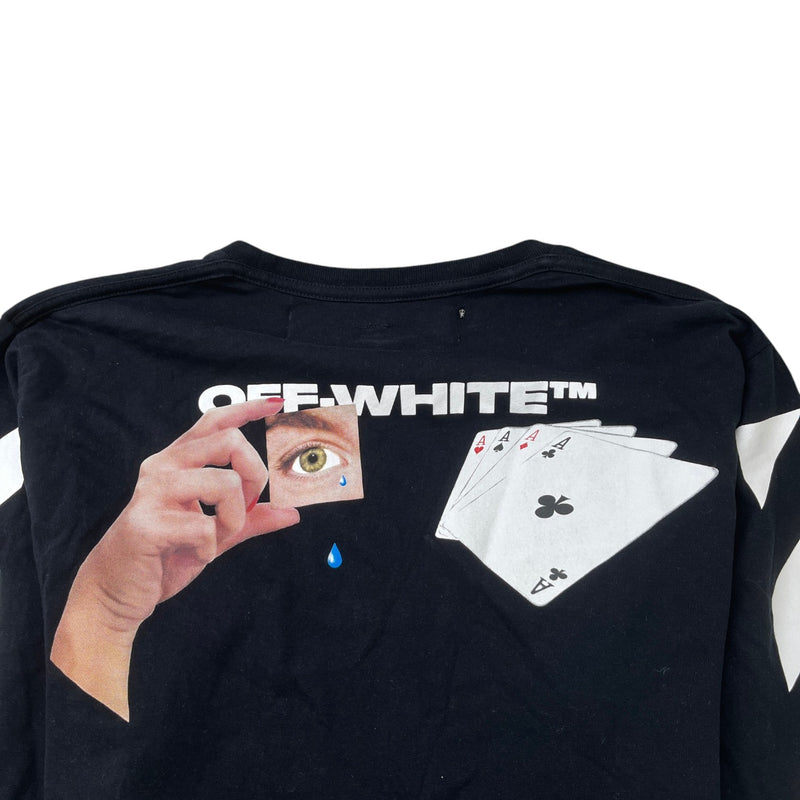 Men's Diag Hand Card Long Sleeve T-Shirt Black Size L