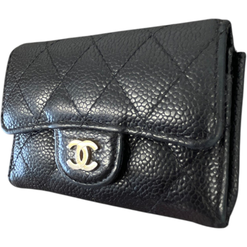Women's CC Caviar Classic Flap Card Holder Black