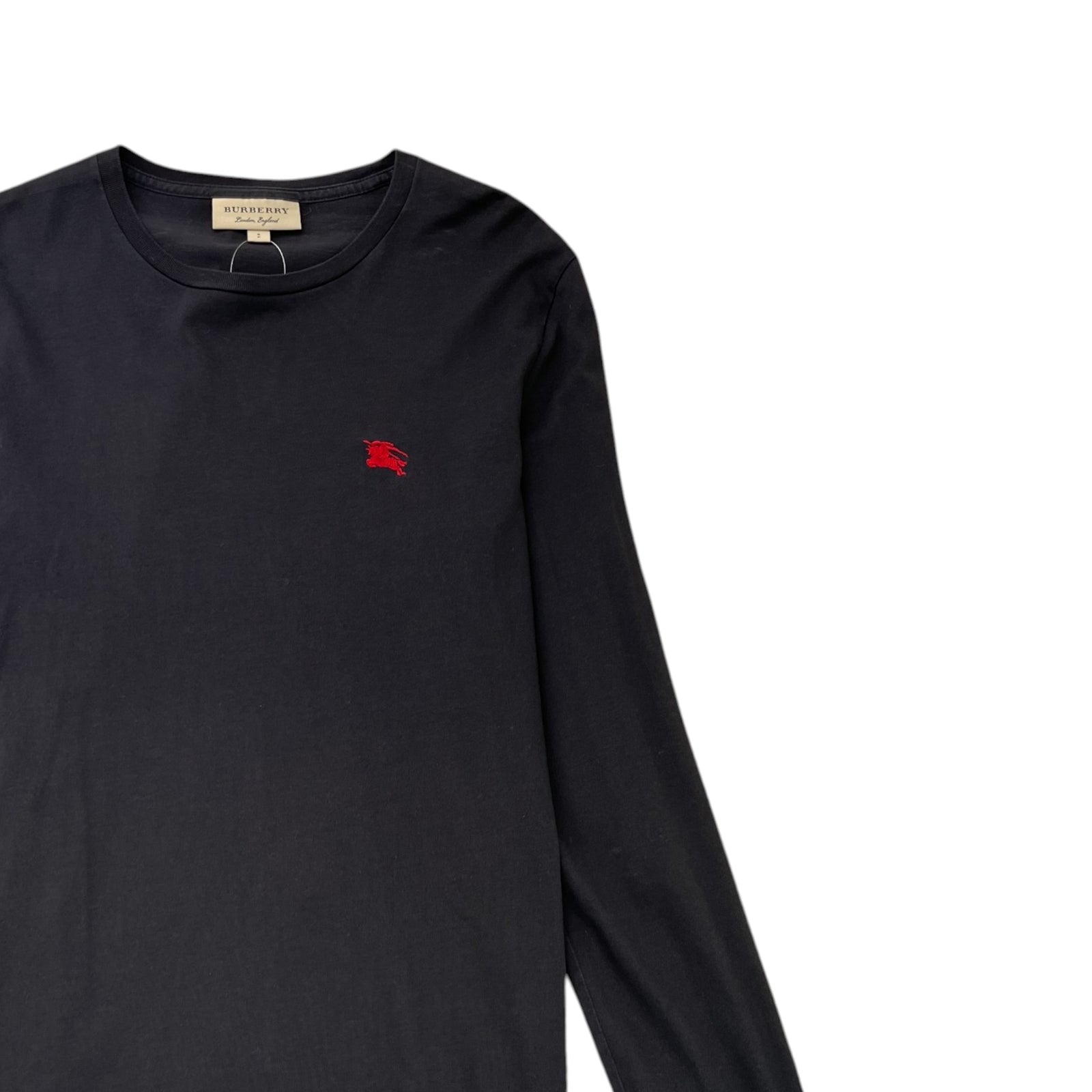 Men's Embroidered Logo Long Sleeve T-Shirt Black Size S - Photo 3